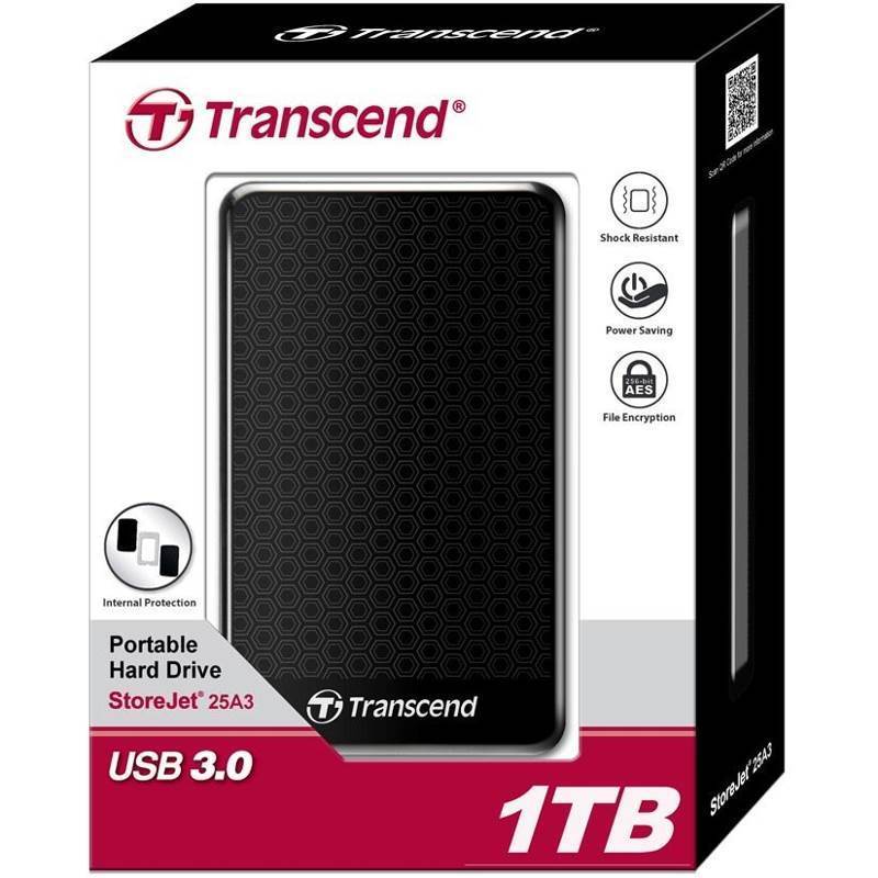 Ổ Cứng Di Động Transcend StoreJet 25A3 1TB USB 3.1 - Hàng Chính Hãng