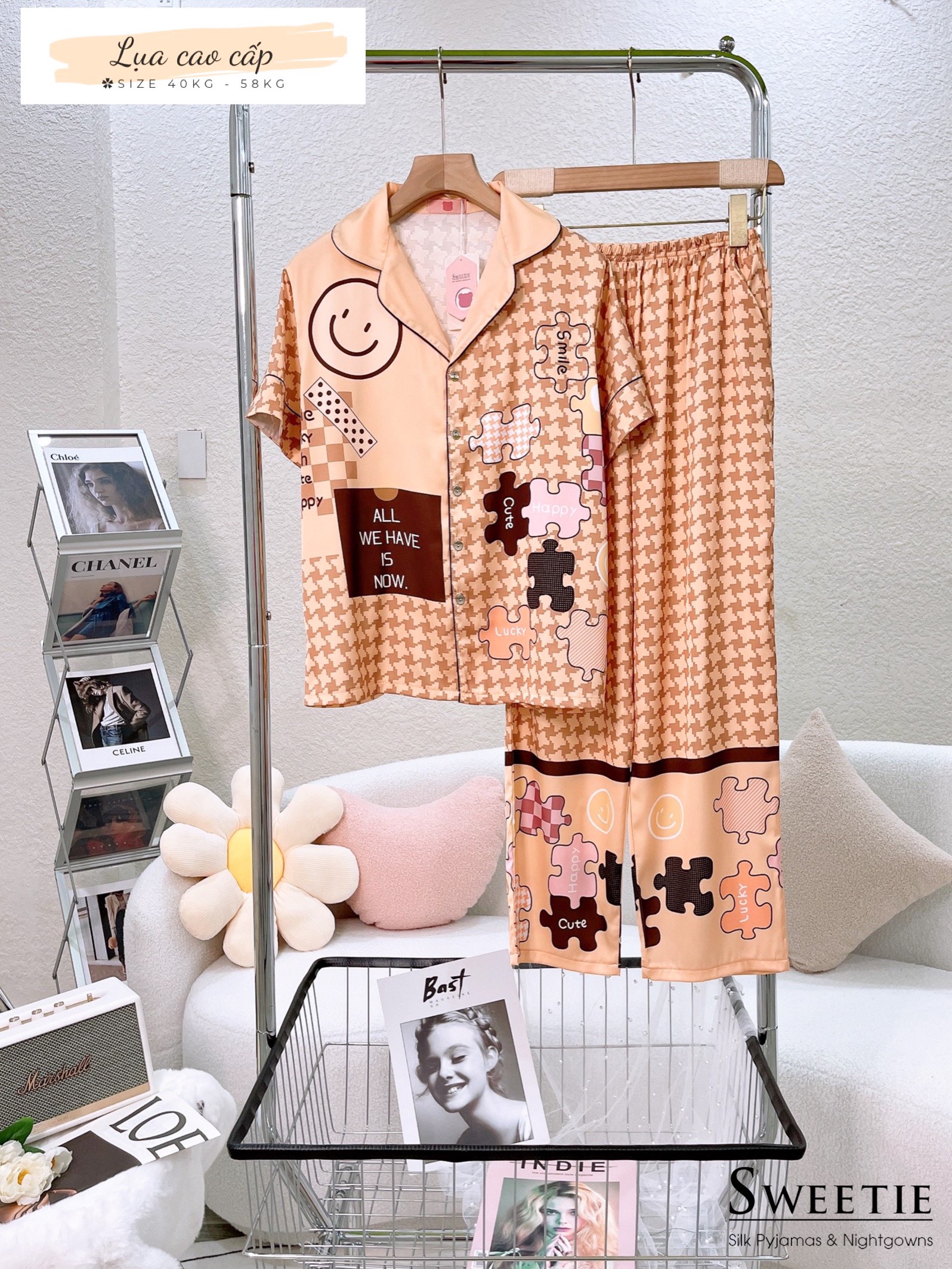 [HCM] (40-58kg) Đồ bộ pijama nữ chất liệu lụa cao cấp đùi TNQN-TNQD-TDQD. gấu lotso-gấu pooh-chuột minnie-vịt daisy-con mèo-mảnh ghép-thỏ dâu-voi con-gấu trắng-doraemon-cún/chó-chim cánh cụt-gấu teddy-cô bé-con mèo