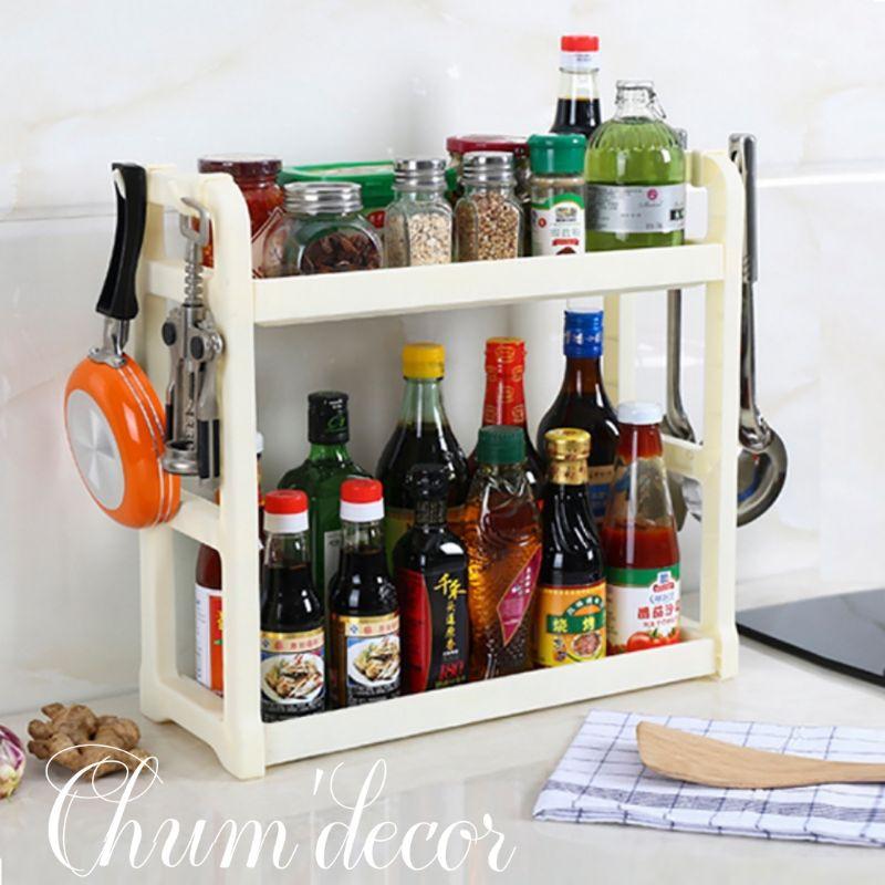 Kệ nhựa đựng chai lọ nhà bếp, nhà tắm 2 tầng