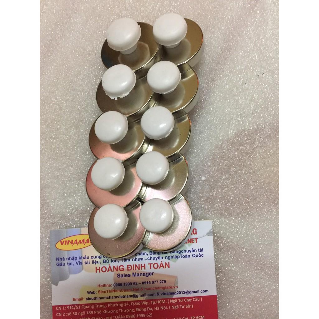 10 viên Nam châm đính bảng núm trắng D28mm