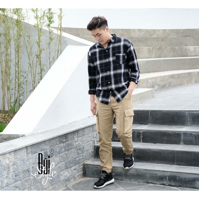 LINEN CARGO PANTS FOR MEN - Màu Be