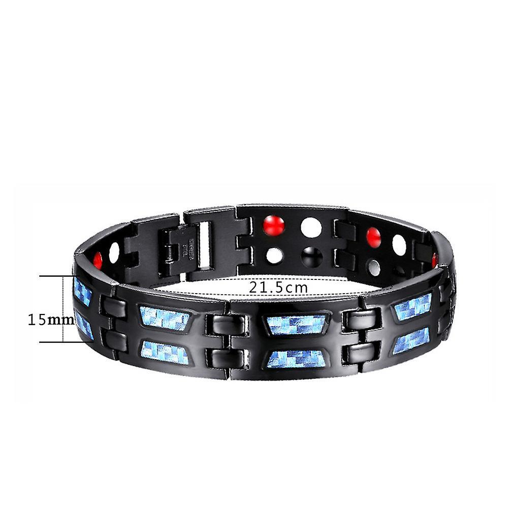 Carbon Blue Titanium Magnetic Therapy Vòng đeo tay độc đáo Double Row Ultra