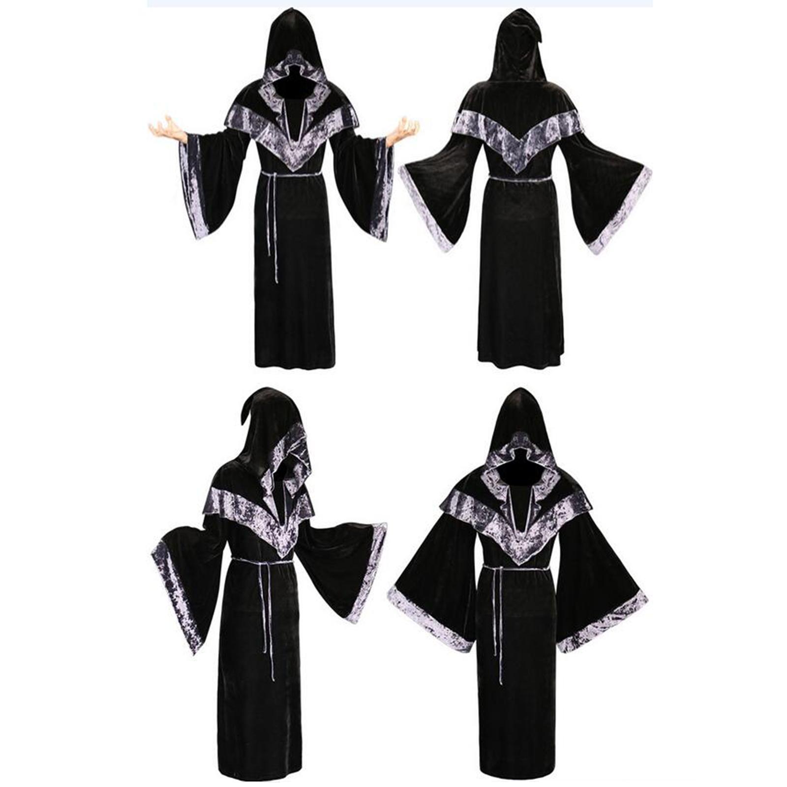 Black Hooded Cape, Halloween Hooded Cloak Long Black Cape Hooded Cloak for Men Women Halloween Christmas Witch Vampires Costume Cosplay Party