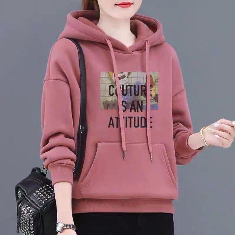 Hình ảnh Áo hoodie nữ nỉ bông thời trang - Áo khoác hoodie nữ mặc nhà cực xinh