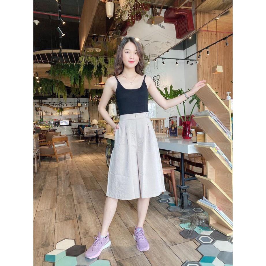 Quần ống rộng giả váy lửng chất đũi