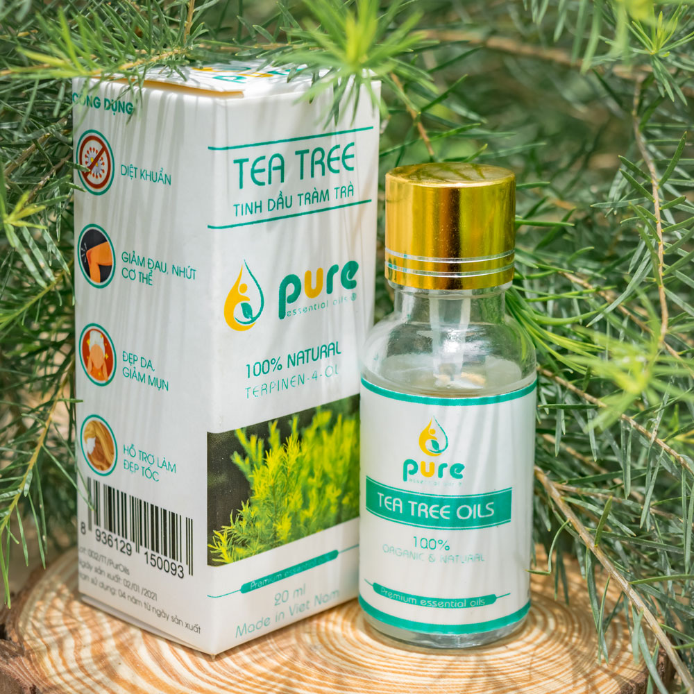 Tinh dầu tràm trà nguyên chất  Pure Oils 20 ml  &amp; Tinh dầu tràm Dr.Tràm 20 ml - Combo làm sạch khuẩn cực tốt.