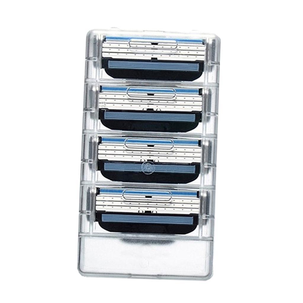 4 Pcs Stainless Steel 3 Layer Razors Blade Men's Shaver Refills Cartridge Blade