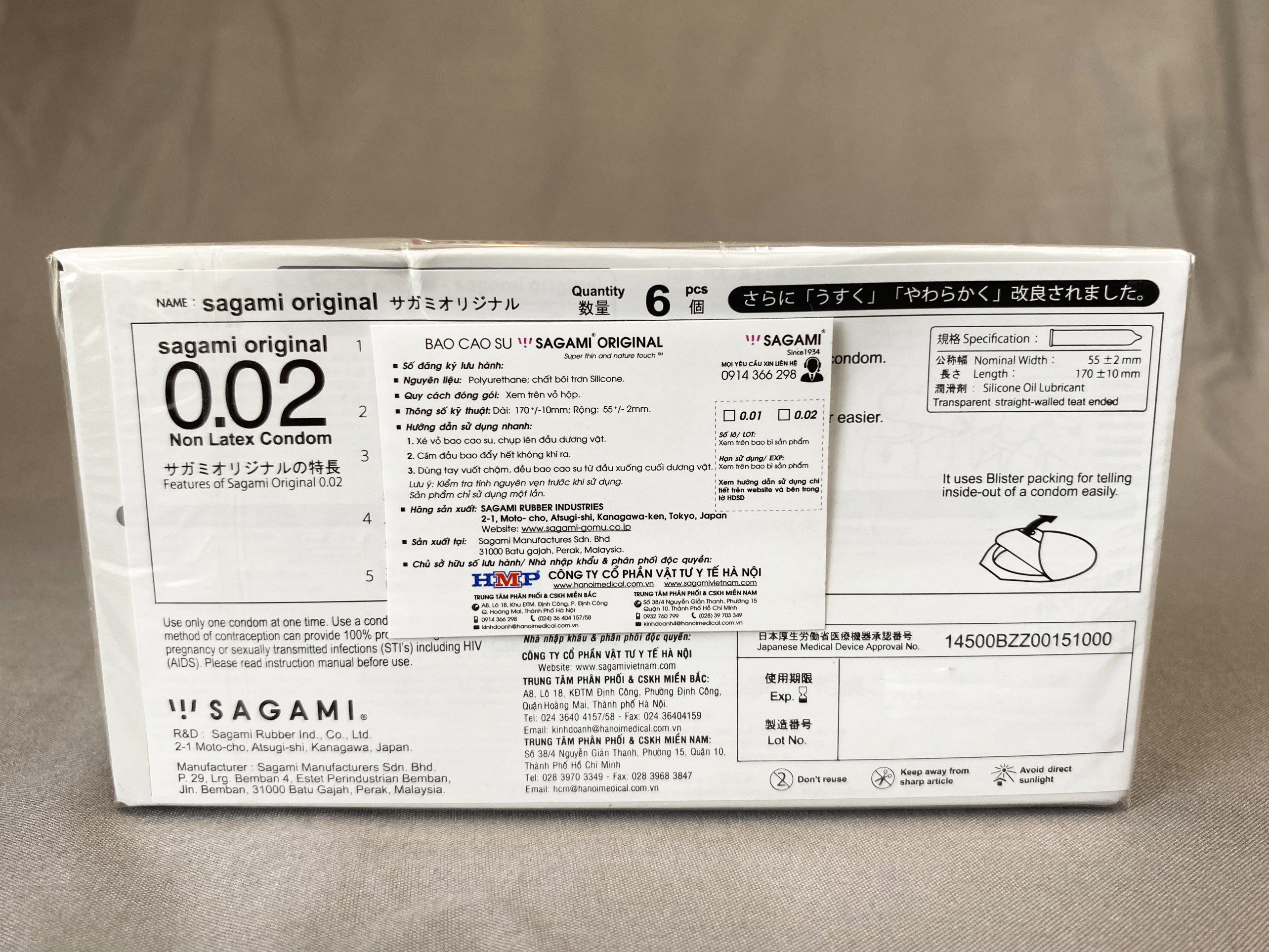 Bao Cao Su Non Latex Sagami Original 0.02 - Chống Dị Ứng - Nhập Khẩu Chính Hãng 100% - Che Tên Sản Phẩm