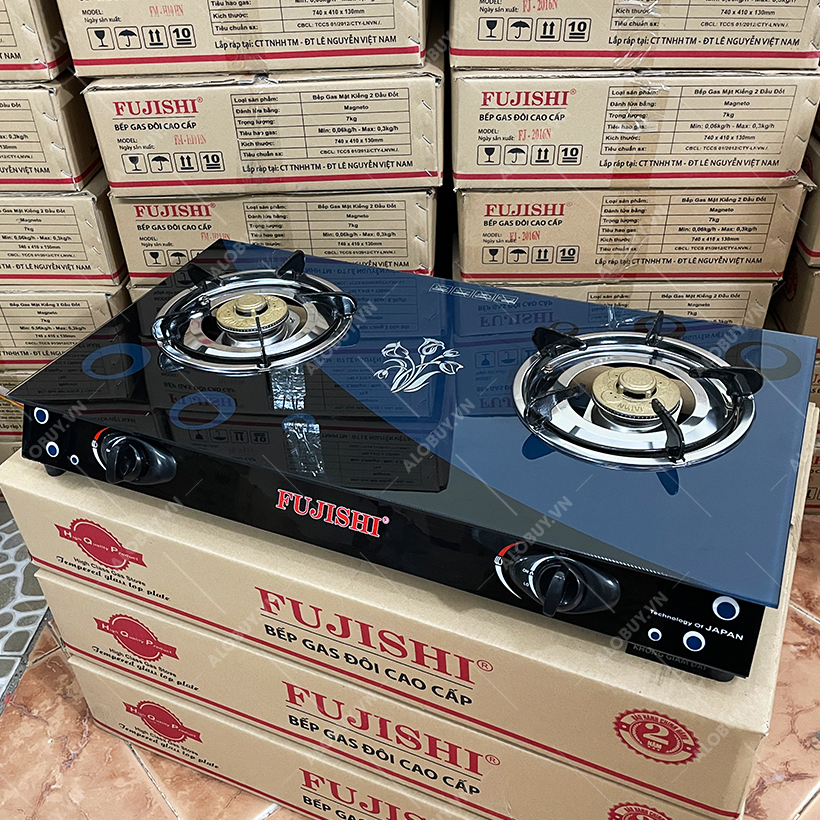 Bếp Gas Chén Nhôm Kính Cường Lực Fujishi FM-H10-N - Hàng Chính Hãng