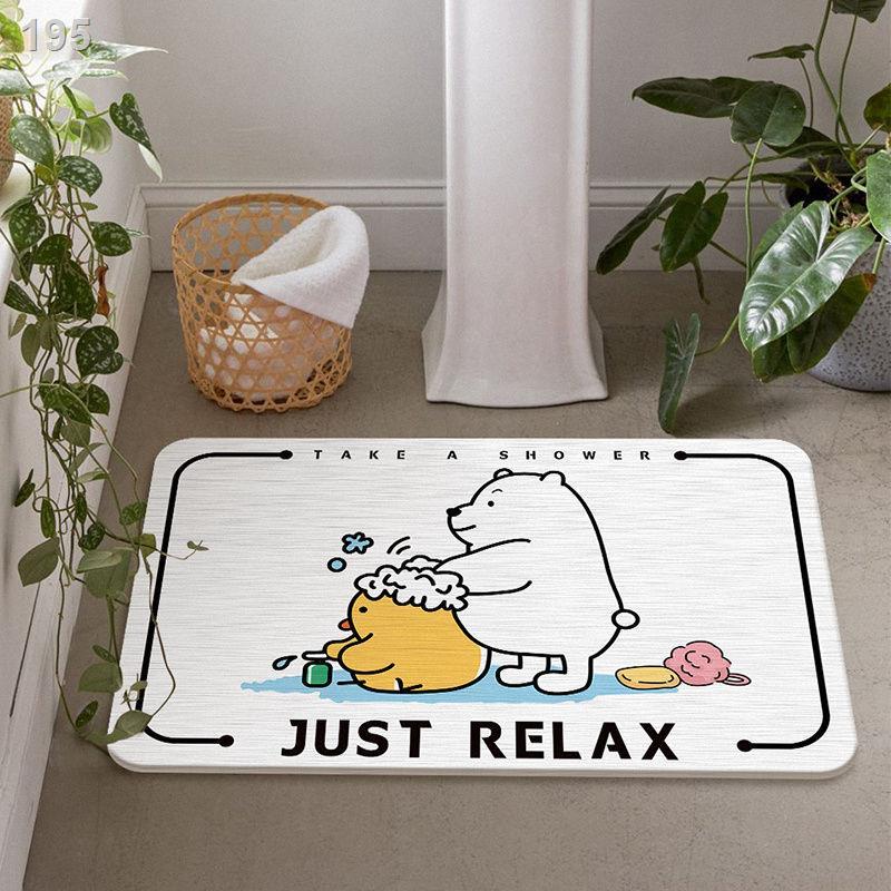 Phim hoạt hình phòng tắm tảo cát thấm bùn thảm sàn nhà vệ sinh cửa khô nhanh chống trượt