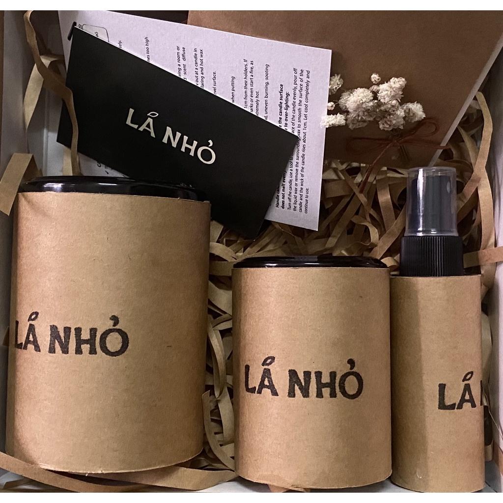 Hộp quà lớn Handmade  giấy kraft cứng - Có nơ - Nắp rời -Tặng kèm thông khô trang trí - Nến thơm Lá Nhỏ