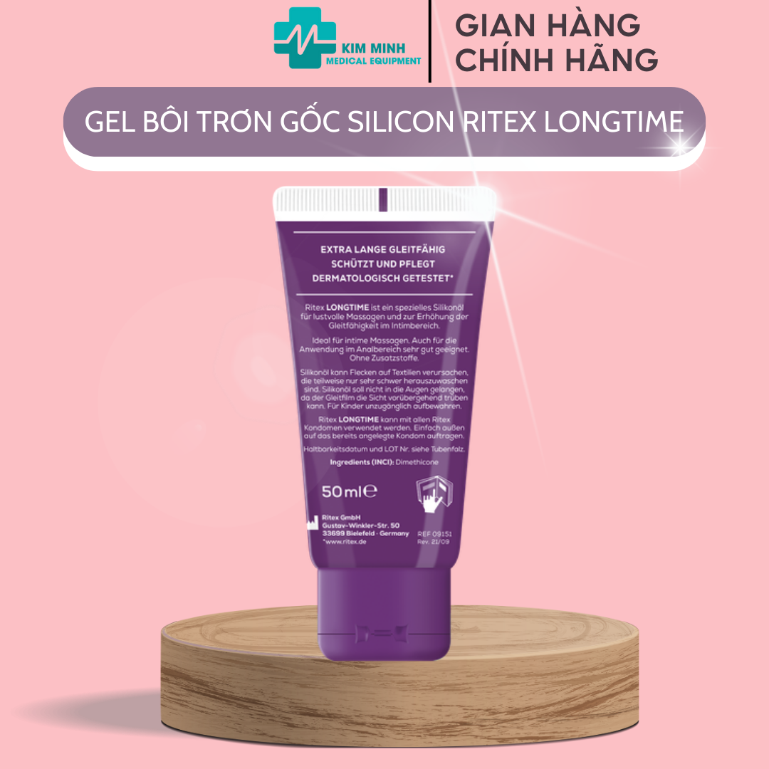 Gel bôi trơn gốc silicone Ritex Longtime kéo dài thời gian nhập khẩu Đức 50ml/tuýp