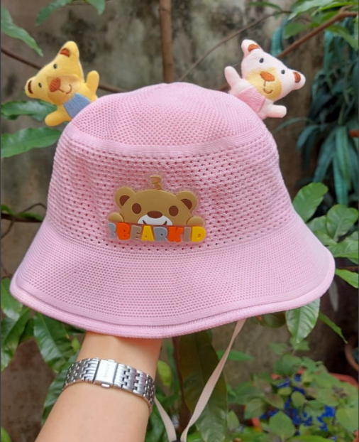 Mũ / nón vải vành tròn dạng lưới hình gấu 3D BearKid cho bé từ 1 đến 5 tuổi