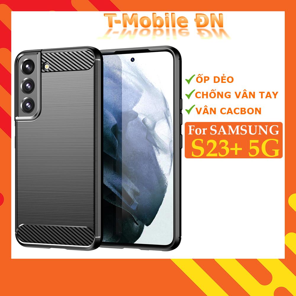 Ốp lưng cho Samsung S23+ 5G silicone mềm Carbone phay xước chống sốc chống vân tay