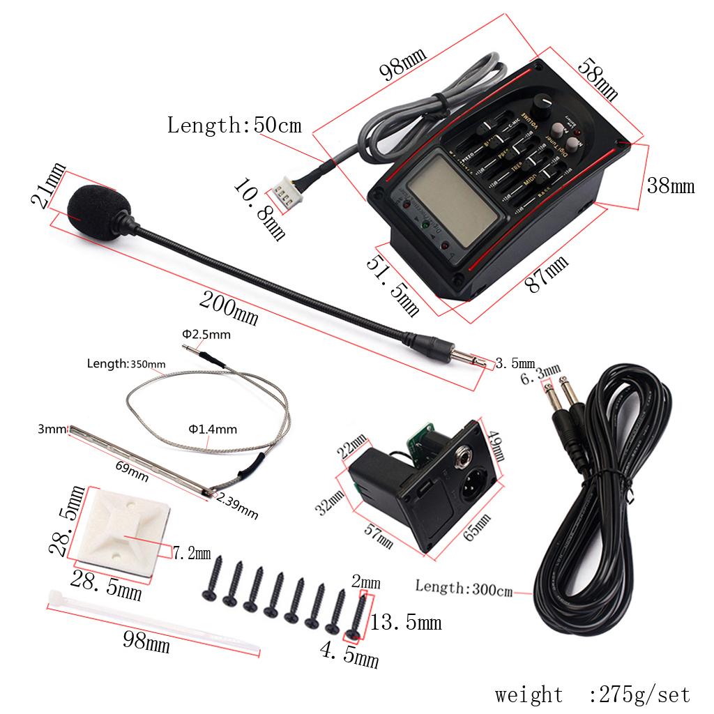 LC-5 EQ Equalizer Preamp Pickup Amplifier LCD Set for Acoustic/Classical Guitar Replacement Parts