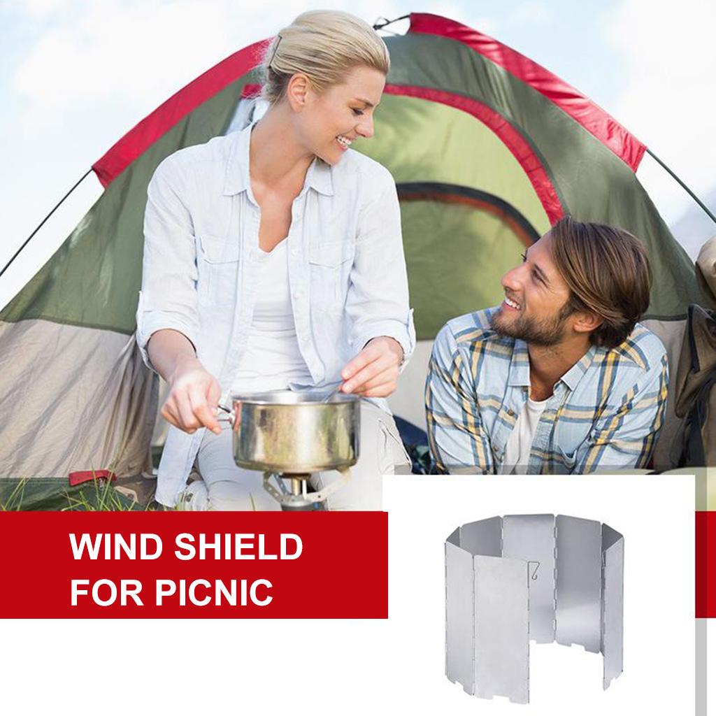 9 Plates Aluminum Alloy Gas Stove Wind Screen Windshield Backpacking Camping
