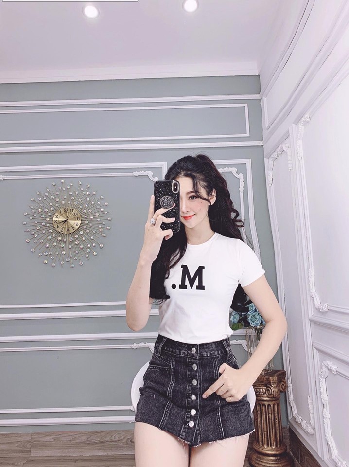 Áo thun nữ cổ tròn MXM in chữ M thun 4 chiều form ôm body cực tôn dáng từ 40-52kg