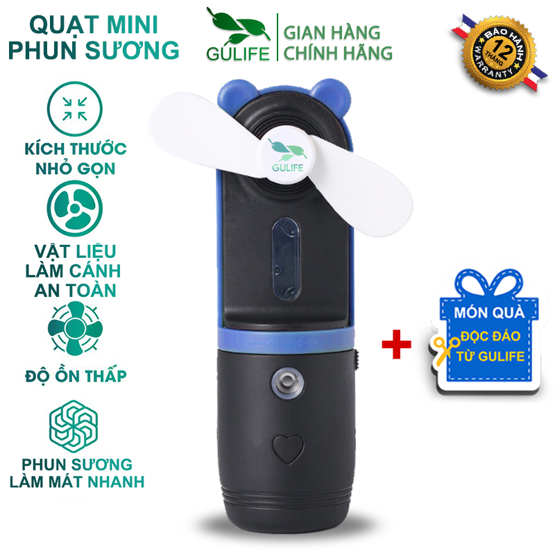 Quạt Cầm Tay Mini Phun Sương Làm Dịu Cơn Nóng Nhanh Chóng 2 Trong 1 - Kèm Quà Tặng Từ Gulife - QM-386