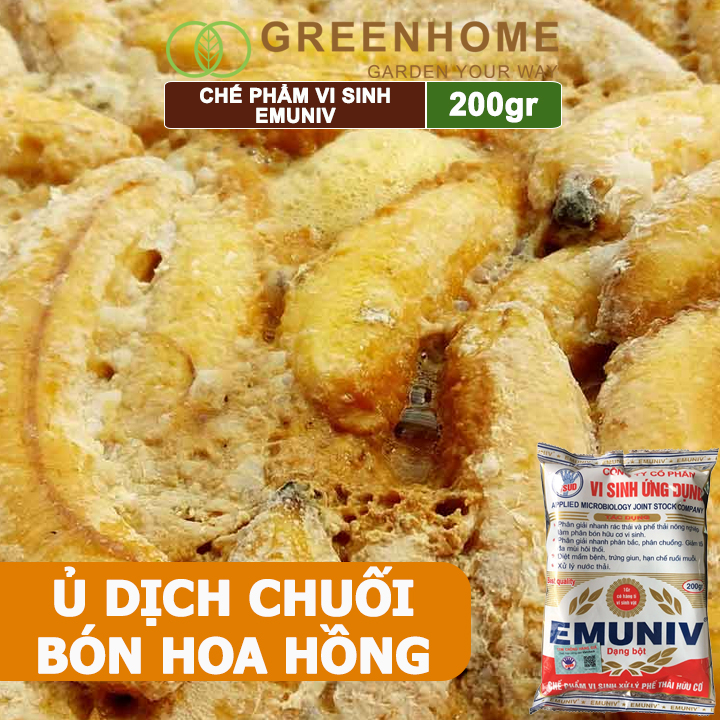 Chế Phẩm Vi Sinh EM Greenhome, Emuniv, Gói 200gr, Dùng Ủ Phân Bón Hữu Cơ, Xử Lý Rác Thải Gia Đình, Phân Huỷ Nhanh