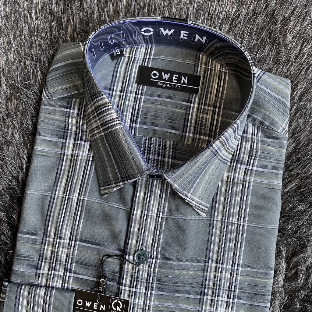 OWEN - Áo Sơ mi dài tay Owen Regularfit chất sợi tre kẻ ca rô xanh 220937