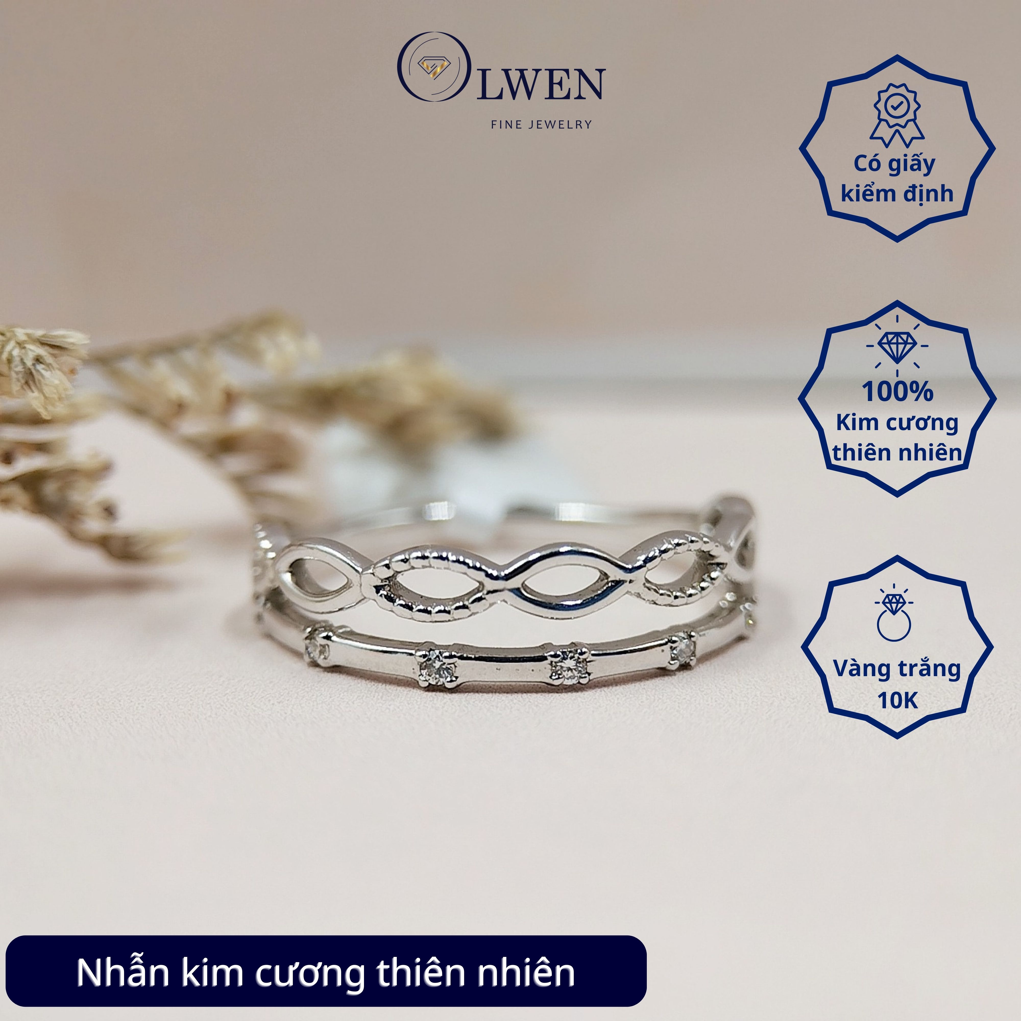 Nhẫn kim cương thiên nhiên OW23