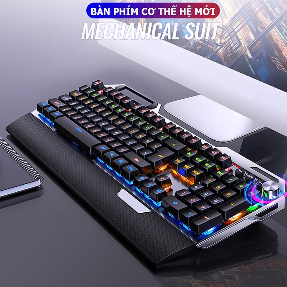 VINETTEAM Bàn Phím Cơ K100, Bàn Phím Gaming 104 Phím Tiêu Chuẩn full led Kèm 4 Nút Đa Phương Tiện, Hiệu Ứng Led Rainbow Đẹp Mắt Có Thể Tùy Thỉnh Với 12 Chế Độ Đèn Led - Hàng Chính Hãng