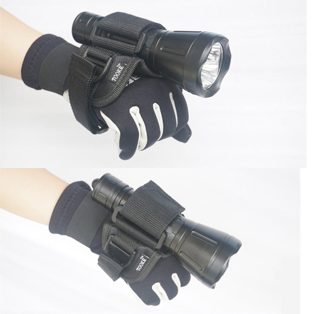 2xHand Free Holder Glove for Scuba Diving Dive Underwater Torch LED Flashlight