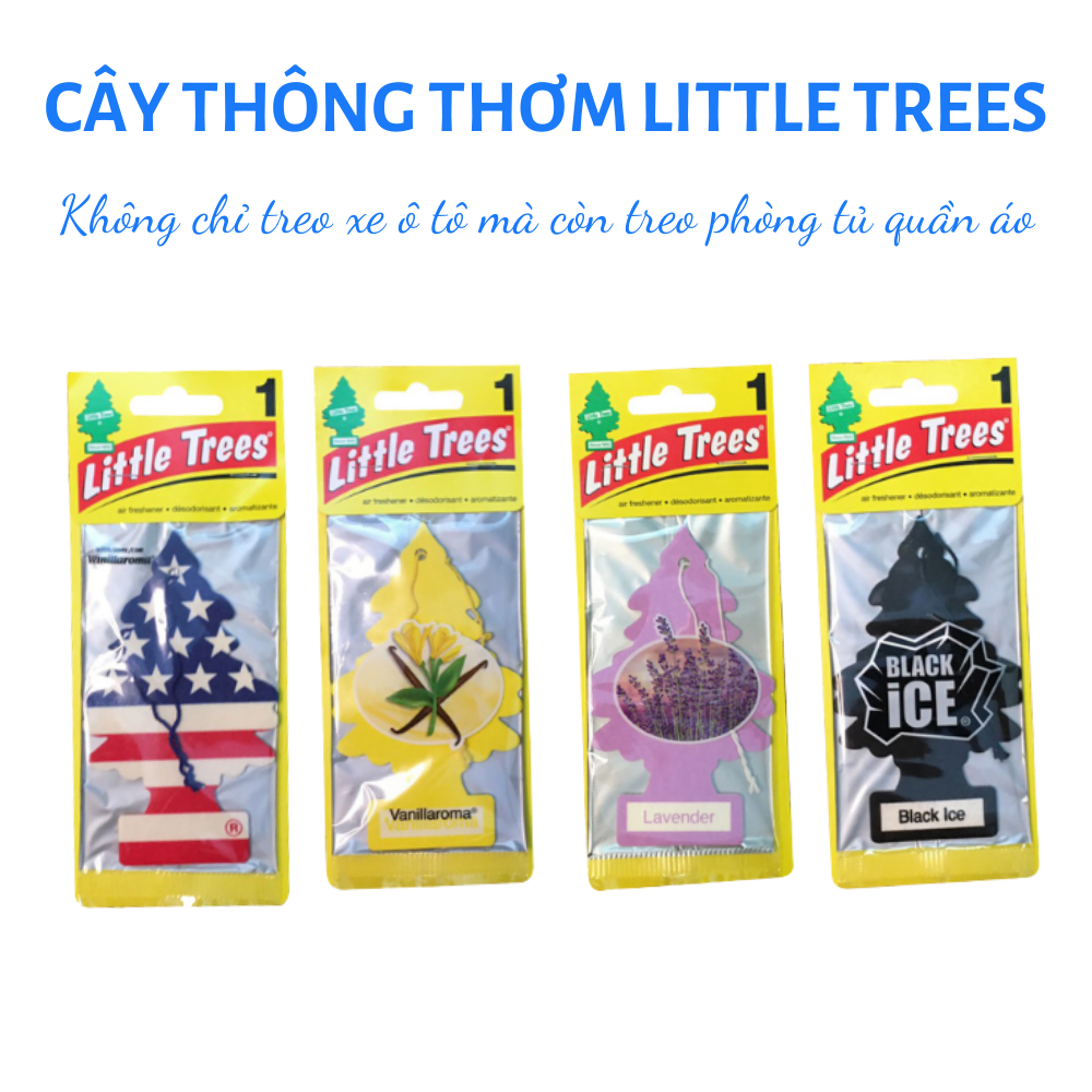 Cây Thông Thơm Treo Xe Little Trees Mùi Vanillaroma - Black Ice - Lavender Cho Hương Thơm Nhẹ Nhàng