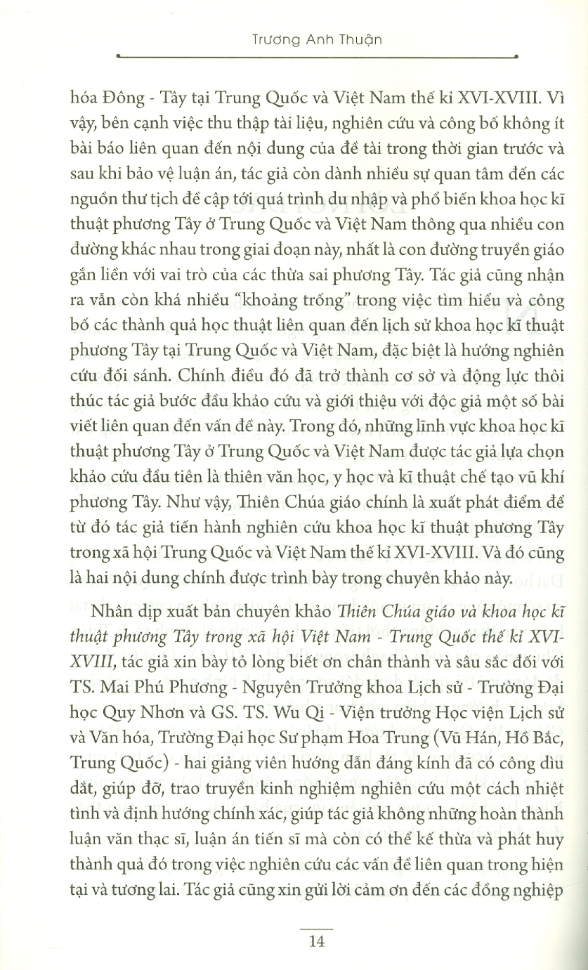 THIÊN CHÚA GIÁO VÀ KHOA HỌC KỸ THUẬT PHƯƠNG TÂY TRONG XÃ HỘI VIỆT NAM – TRUNG QUỐC THẾ KỈ XVI-XVIII - Trương Anh Thuận – Maihabooks