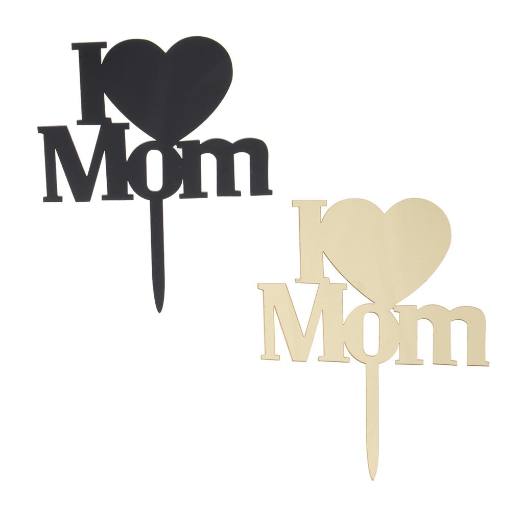 I Love Mom Heart Cake Topper Party Cake Baking Accessories Photo Prop