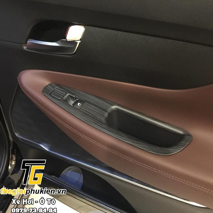 Ốp nội thất vân gỗ cho Hyundai Santafe 2019 Cao cấp - gỗ đen