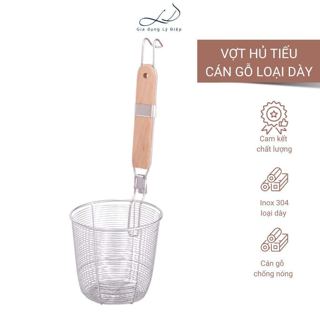 Vợt hủ tiếu inox dày cán gỗ cao cấp độ dài 22cm