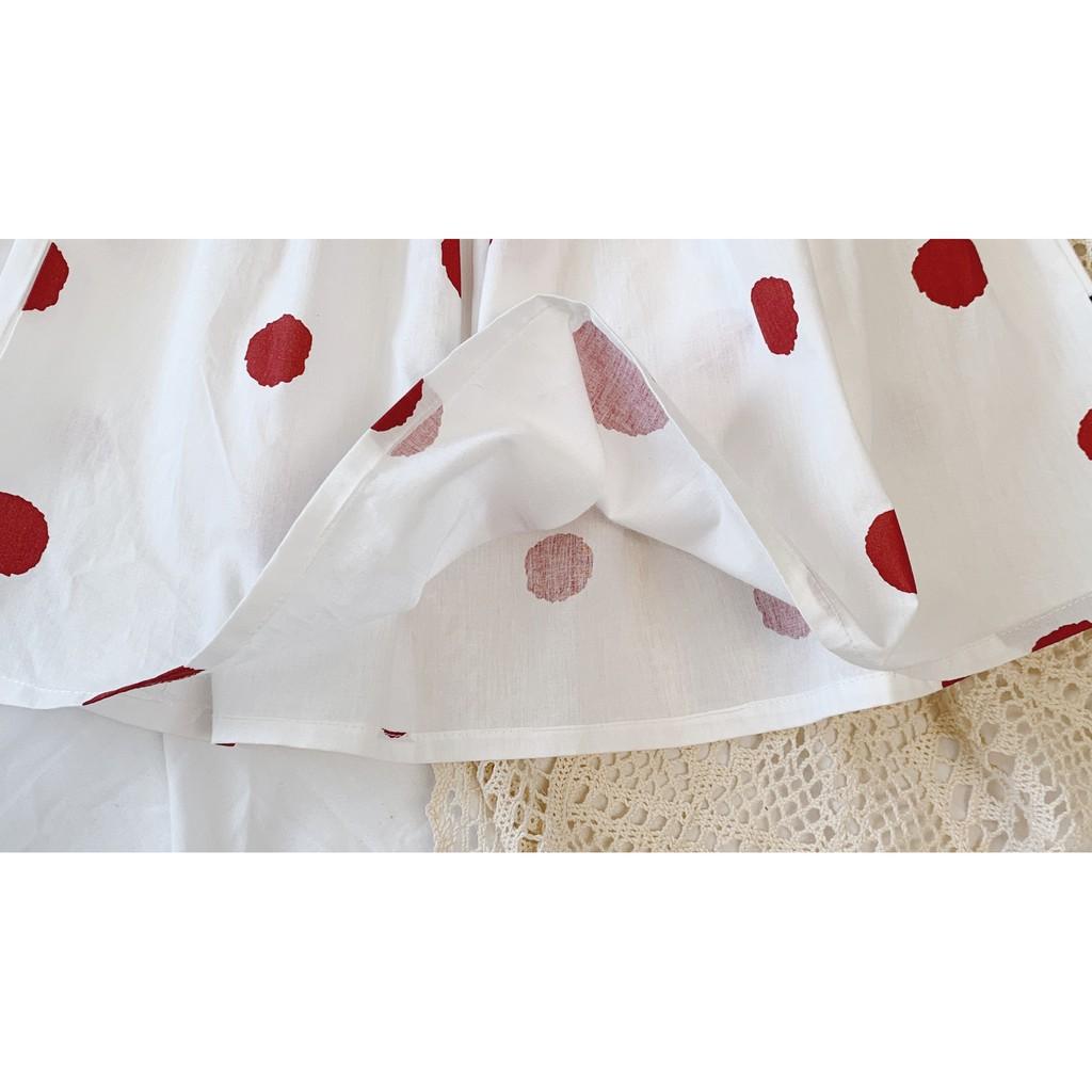 Váy kiểu sát nách họa tiết chấm bi sz 13-20kg hàng Quảng Châu cao cấp cho bé