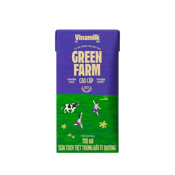 Thùng 48 hộp Sữa Tươi Tiệt Trùng Vinamilk Green Farm rất ít đường 110ml