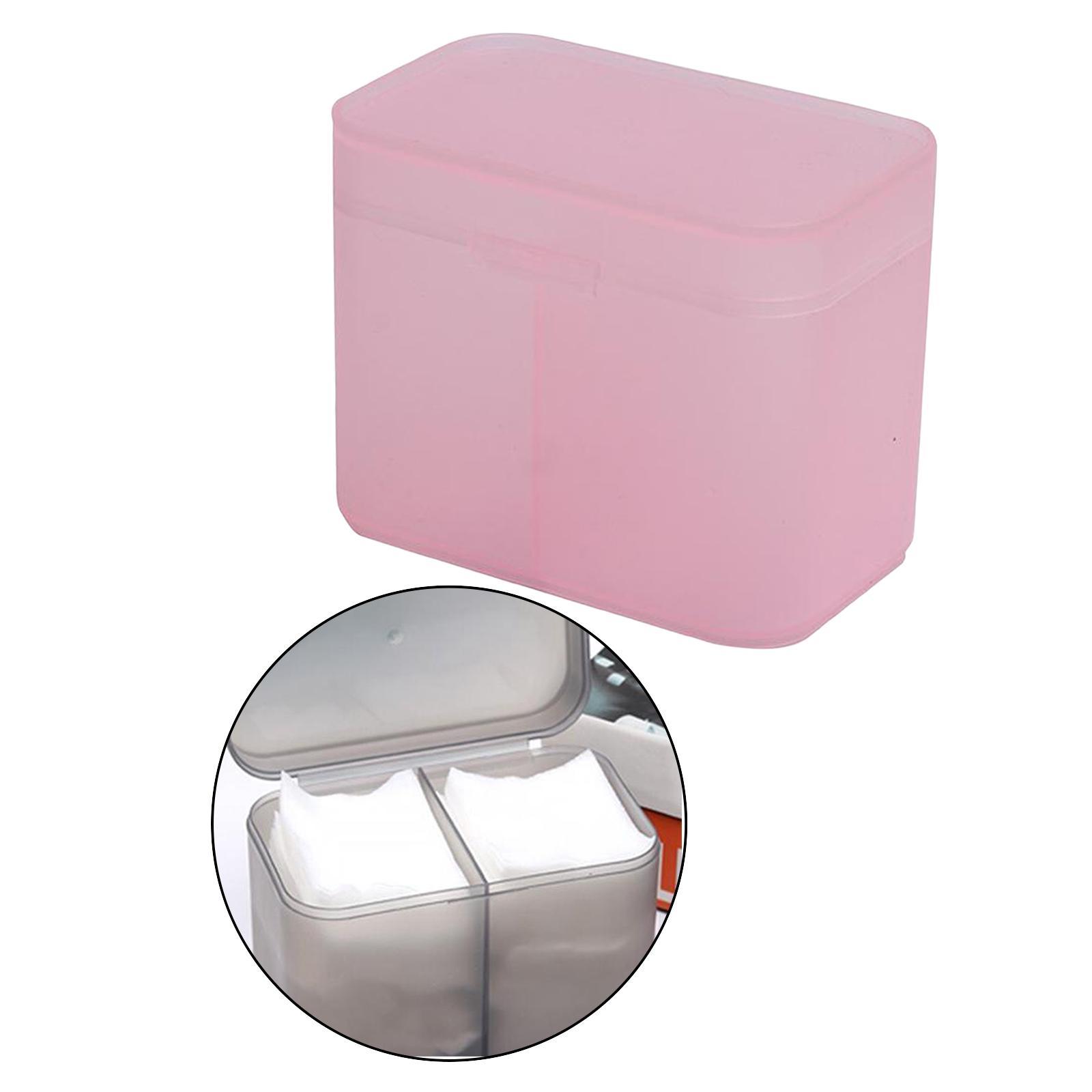 2xPlastic Organizer Holder Cotton Swab Nail Towels Makeup Pads Storage Pink