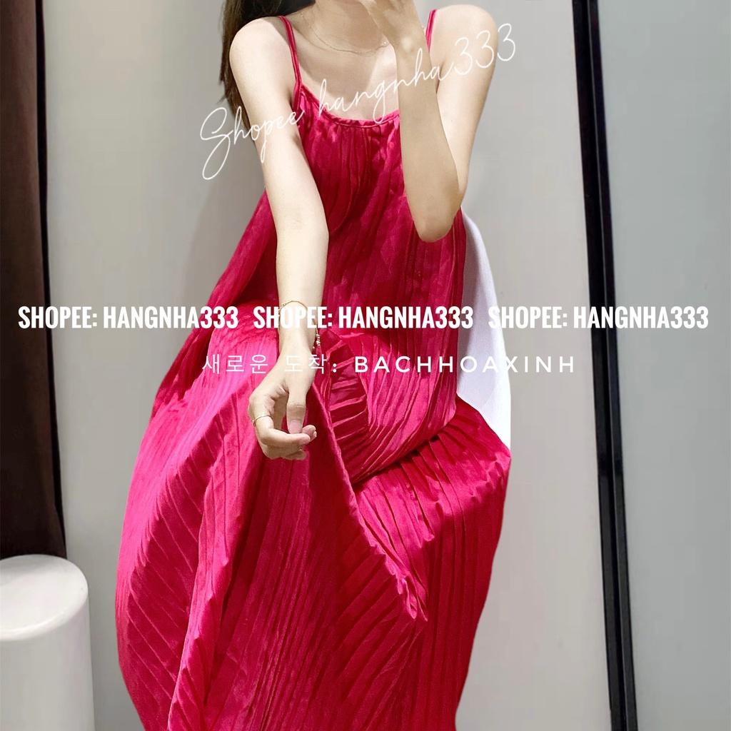 CÓ SẴN || Váy lụa dập ly hai dây basic sang trọng ULZZANG