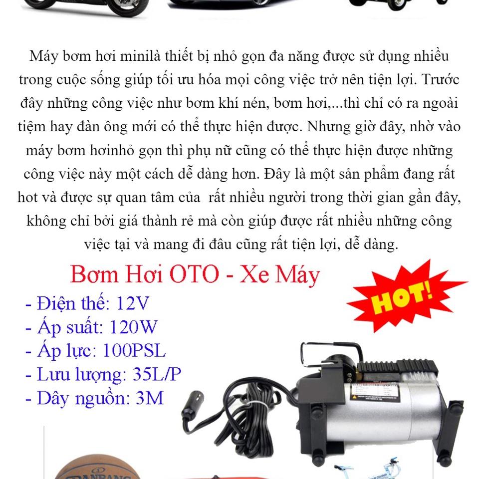 Máy bơm hơi mini 12V Air Compressor - Bơm bóng, lốp ô tô, xe đạp, xe máy