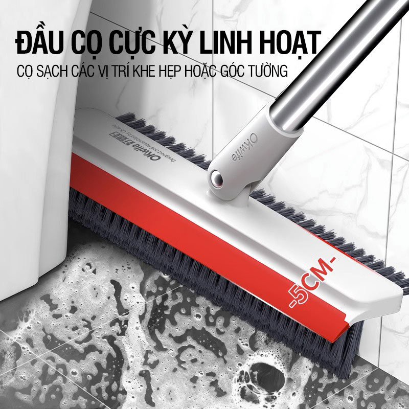 Cây chà sàn nhà tắm OKwife Easy N04 chổi cọ sàn và gạt nước đa năng 2 trong 1, cọ sạch khe hẹp và góc tường