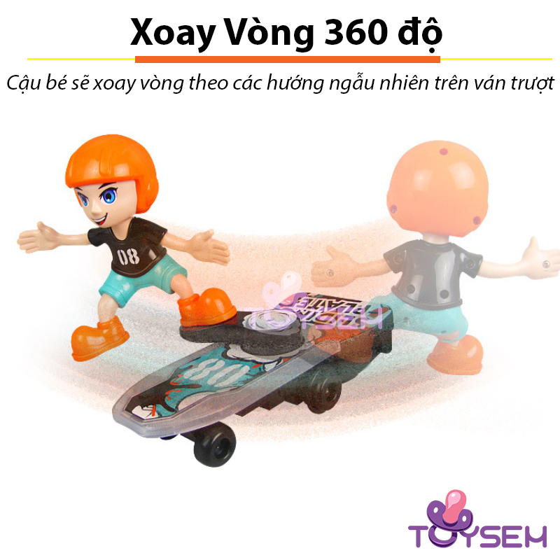 Đồ chơi bé lướt ván trượt nhào lộn xoay 360 độ có đèn và nhạc - Đồ chơi trượt ván vui nhộn - Đồ chơi trẻ em - Quà tặng sinh nhật cho các bé