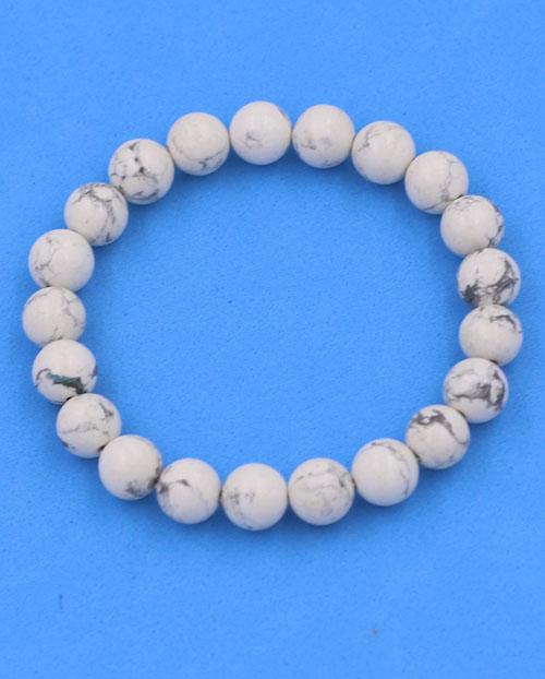 Vòng chuỗi đeo tay đá White Howlite 8 ly 21 hạt - hợp mệnh Kim, mệnh Thủy - Vòng tay size nhỏ phù hợp cho nữ