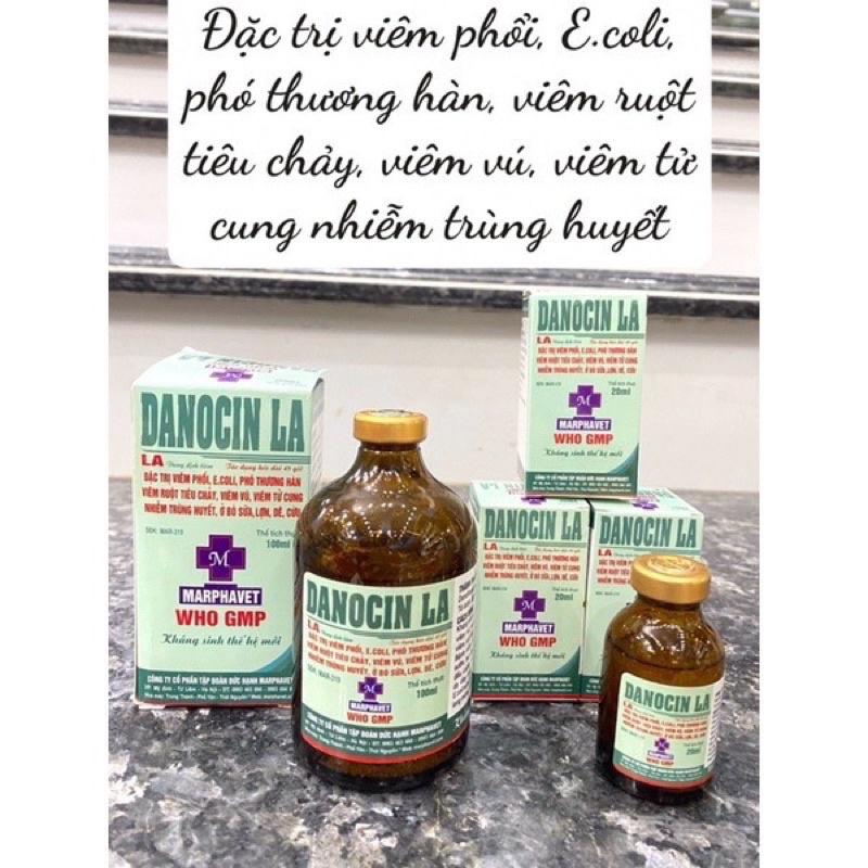 1 lọ DANOCIN LA 100ml dùng cho nhiễm trùng đường hô hấp trên chó mèo trâu bò lợn