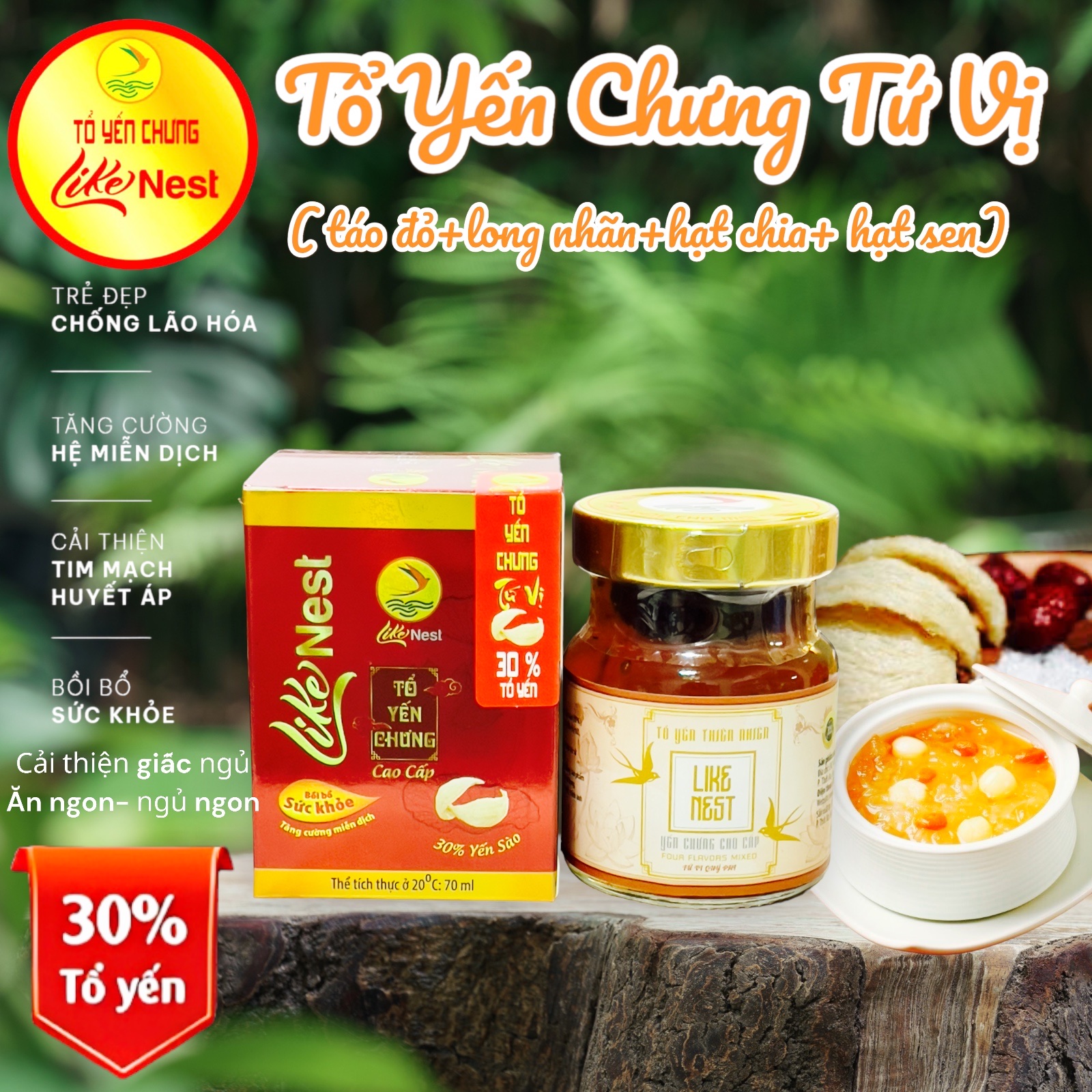 Yến Chưng Tứ Vị 30% Yến Like Nest