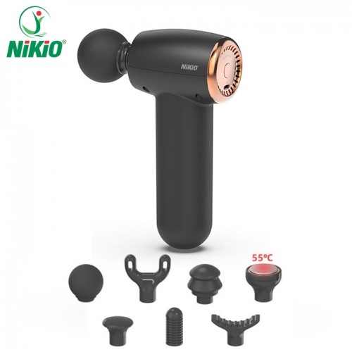 Súng (Máy) Massage Cầm Tay Nikio NK-175 - Dòng Siêu Mini Nhỏ Gọn Tiện Lợi, 7 Đầu Mát xa Thay Đổi, Có Đầu Nhiệt Nóng 55 Độ C Hỗ Trợ Giãn Cơ Chuyên Sâu, Làm Giảm Đau Nhức Cơ Bắp Hiệu Qủa - Dòng Pin Sạc