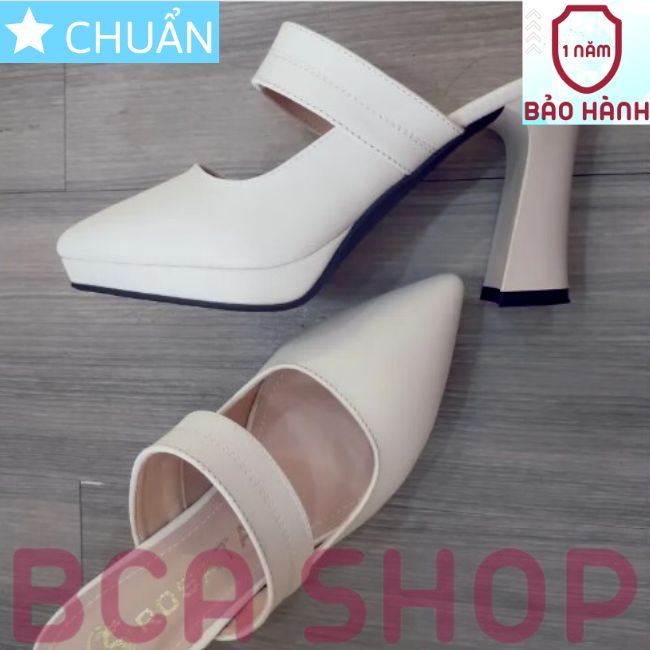 Giày cao gót nữ 8p RO466 ROSATA tại BCASHOP bít mũi, hở gót, gót trụ cùng màu thân - màu trắng kem