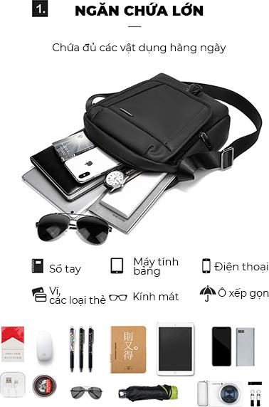 Túi đeo chéo, đeo vai Túi đeo vai nam có nắp đậy , chất vải Oxford cao cấp chống nước – THE MINI MESSENGER PRO T030