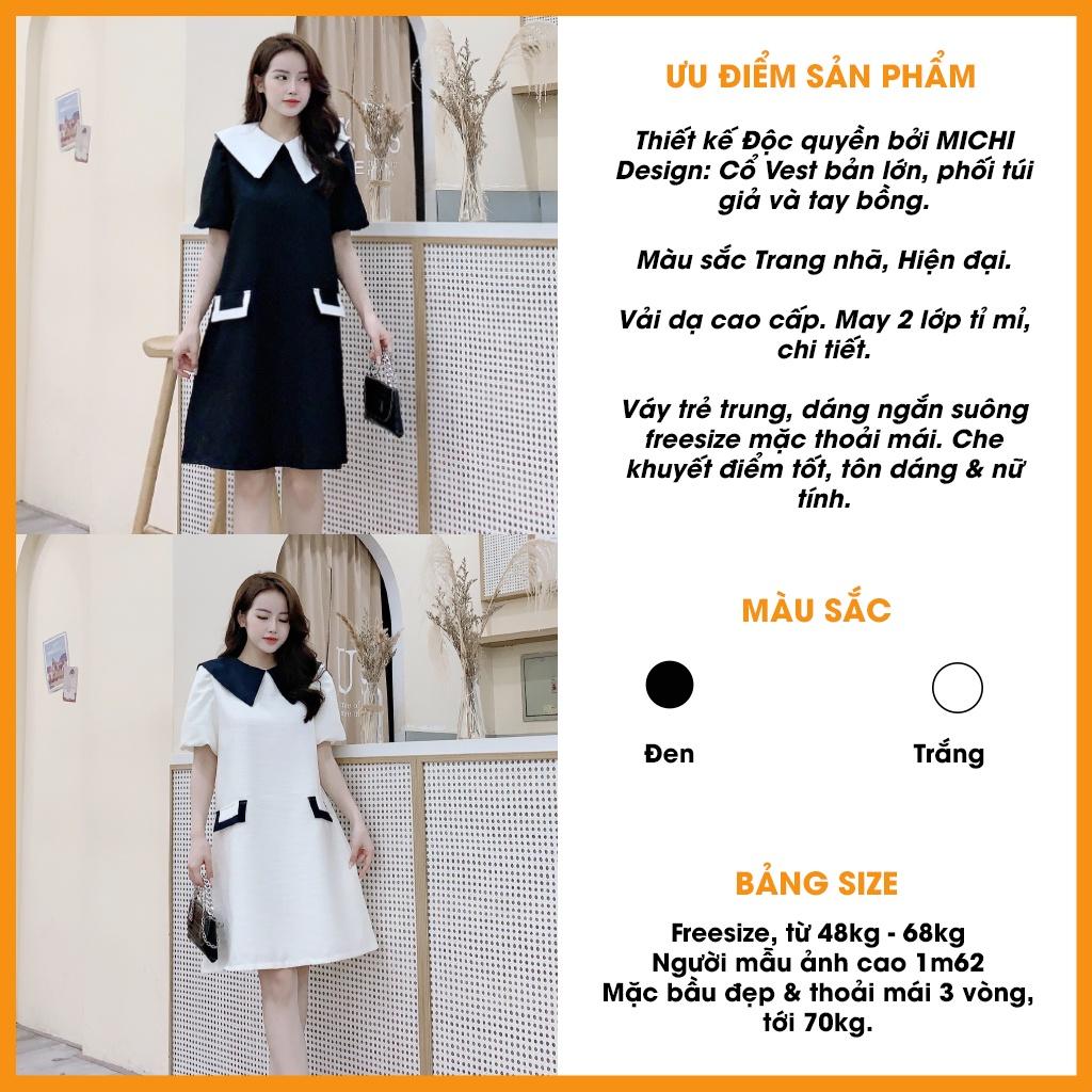 Váy Suông Công sở Dự tiệc Hàn Quốc V302 MICHI House Váy Dạ Tweed Dáng Xuông Thiết kế Freesize Trẻ Trung