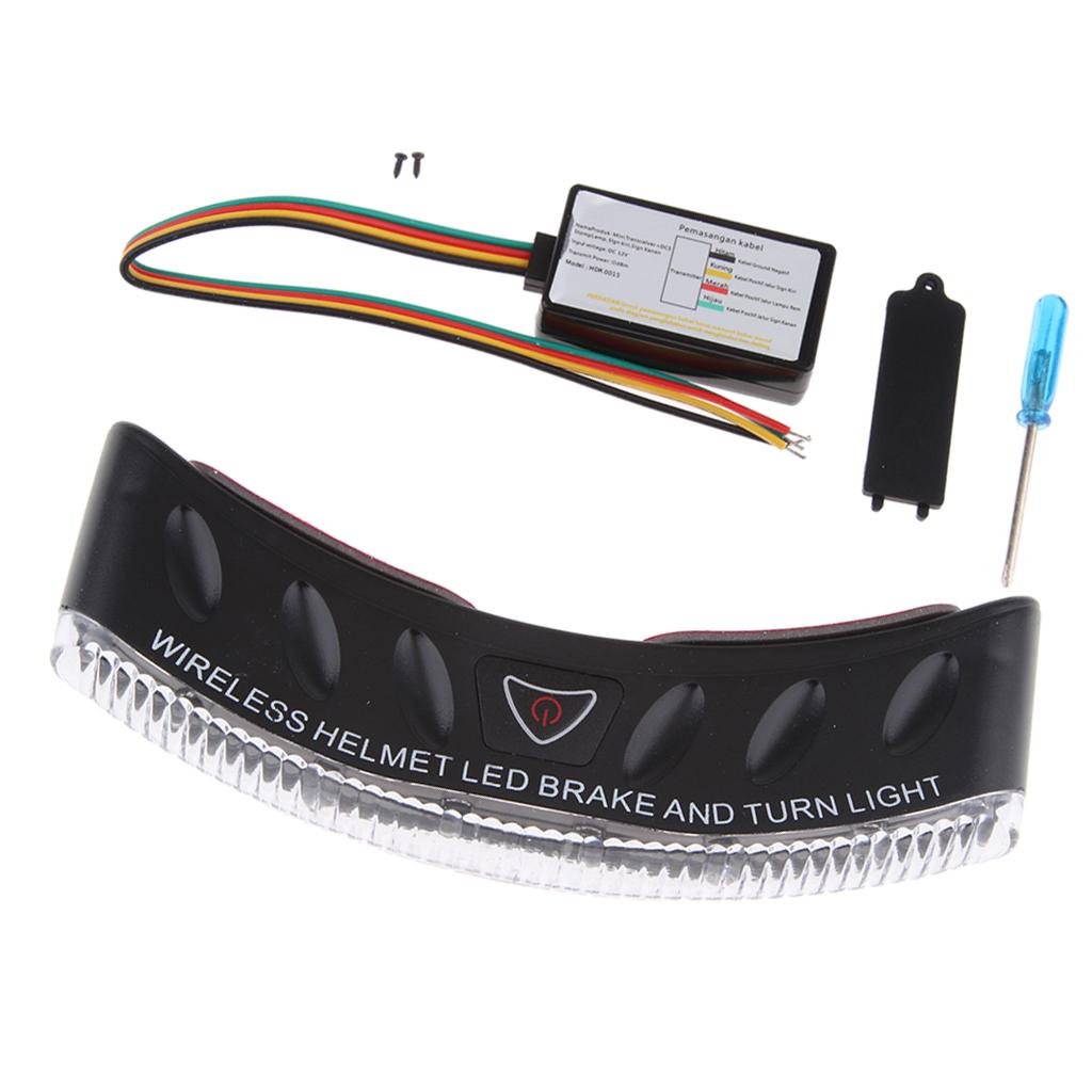 Motorcycle Wireless Helmet 12V 8 LED Turn Signal Stop Brake Warning Light