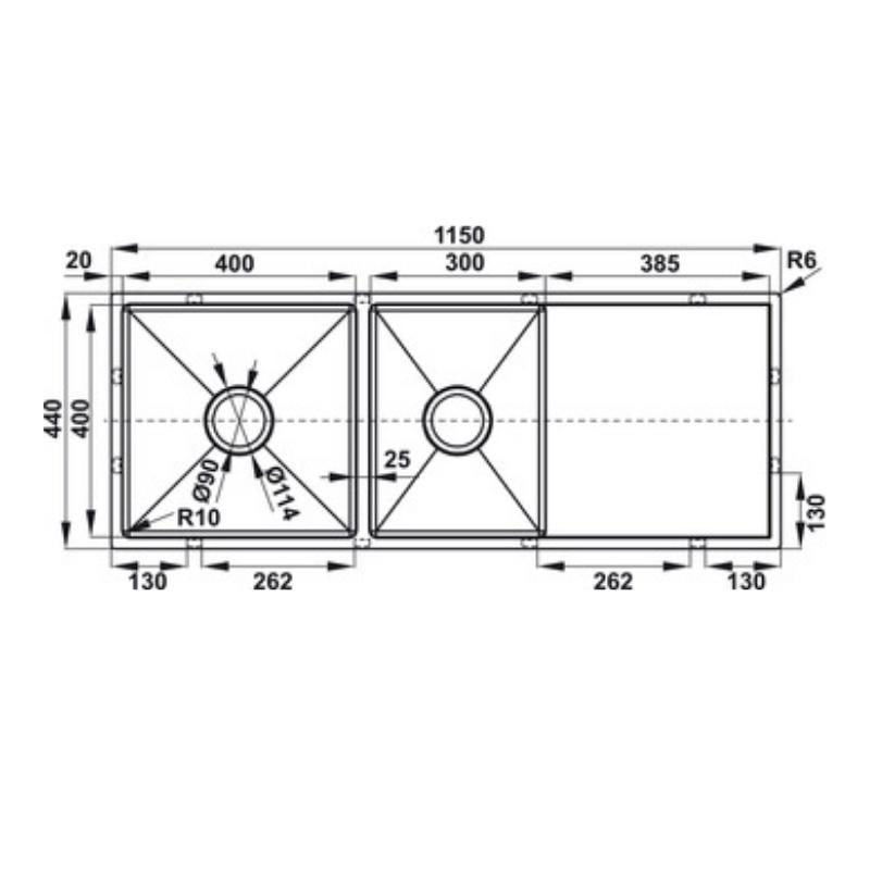 Chậu Rửa Chén 2 Ngăn Inox Hafele HS21-SSD2S90L 567.94.050 - Ngang 115 cm - Hàng Chính Hãng