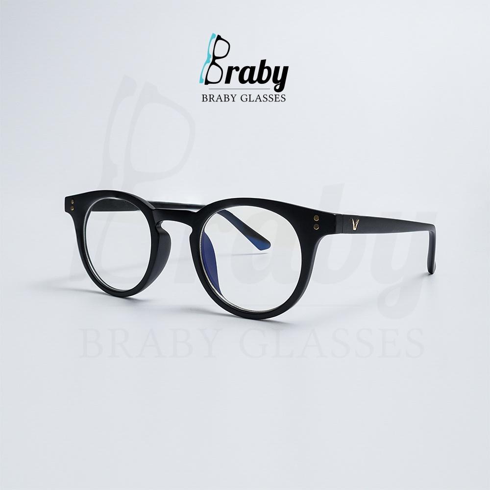 Gọng kính cận nam nữ mắt tròn chữ V Braby chất liệu nhựa cao cấp phụ kiện thời trang sành điệu phù hợp mọi khuôn mặtMK27