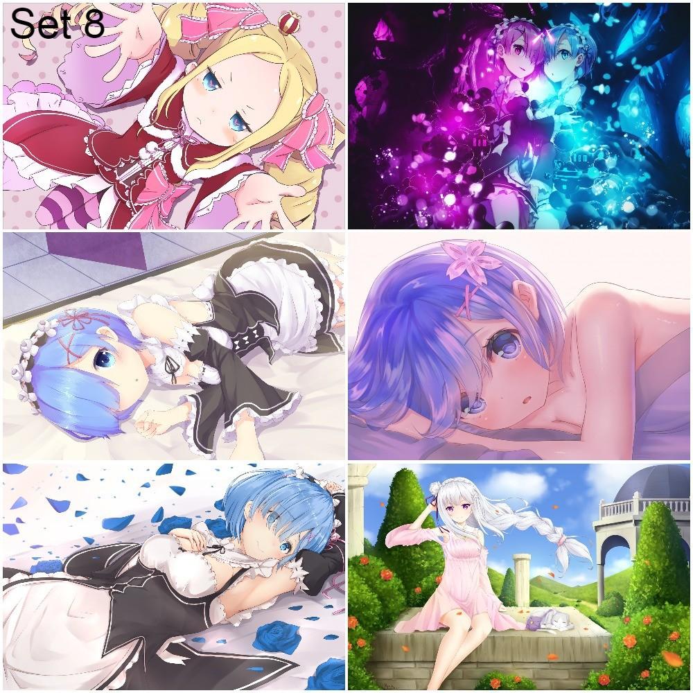 Bộ 6 Poster anime Re:Zero − Bắt đầu lại ở thế giới khác (1) (bóc dán) - A3,A4,A5